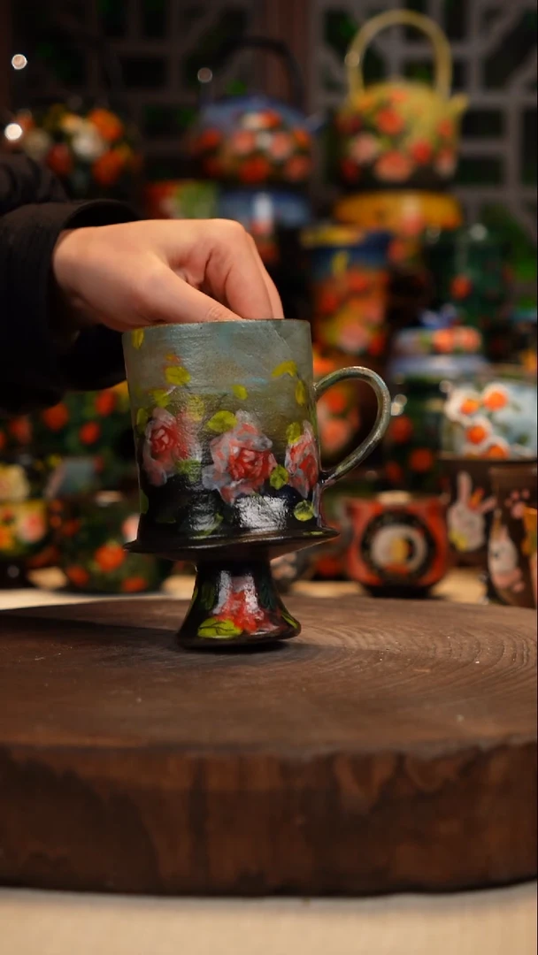 紫砂 油画手绘釉下彩