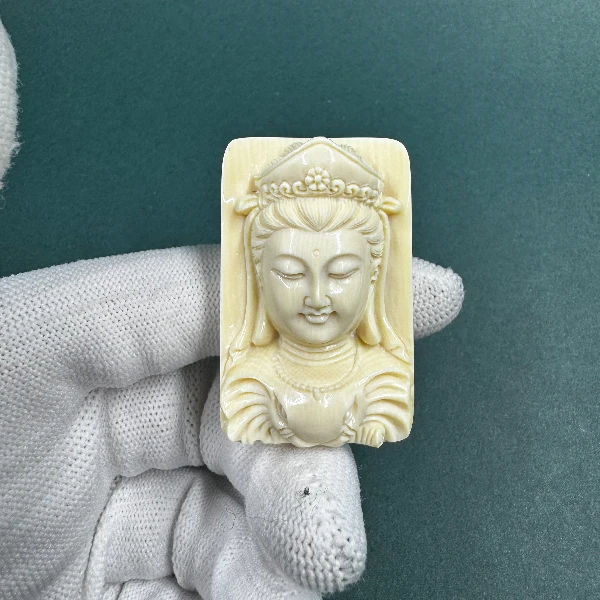 E6505天然猛犸牙雕刻牌 支持鉴定 假一罚四