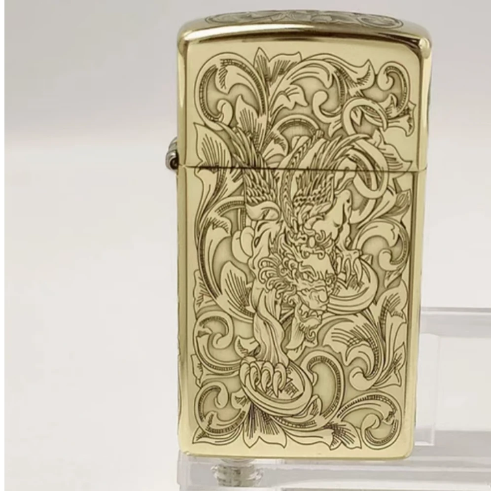 【CC】Zippo打火机铜窄机正面貔貅背面鱼