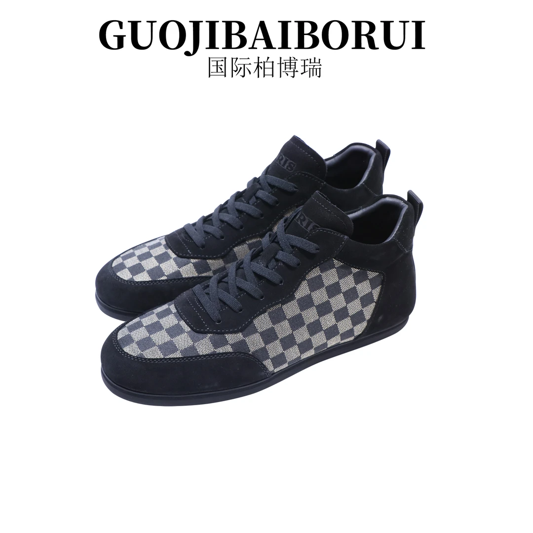 国际柏博瑞男士皮鞋秋冬新款高帮加绒保暖软底休闲鞋时尚百搭板鞋