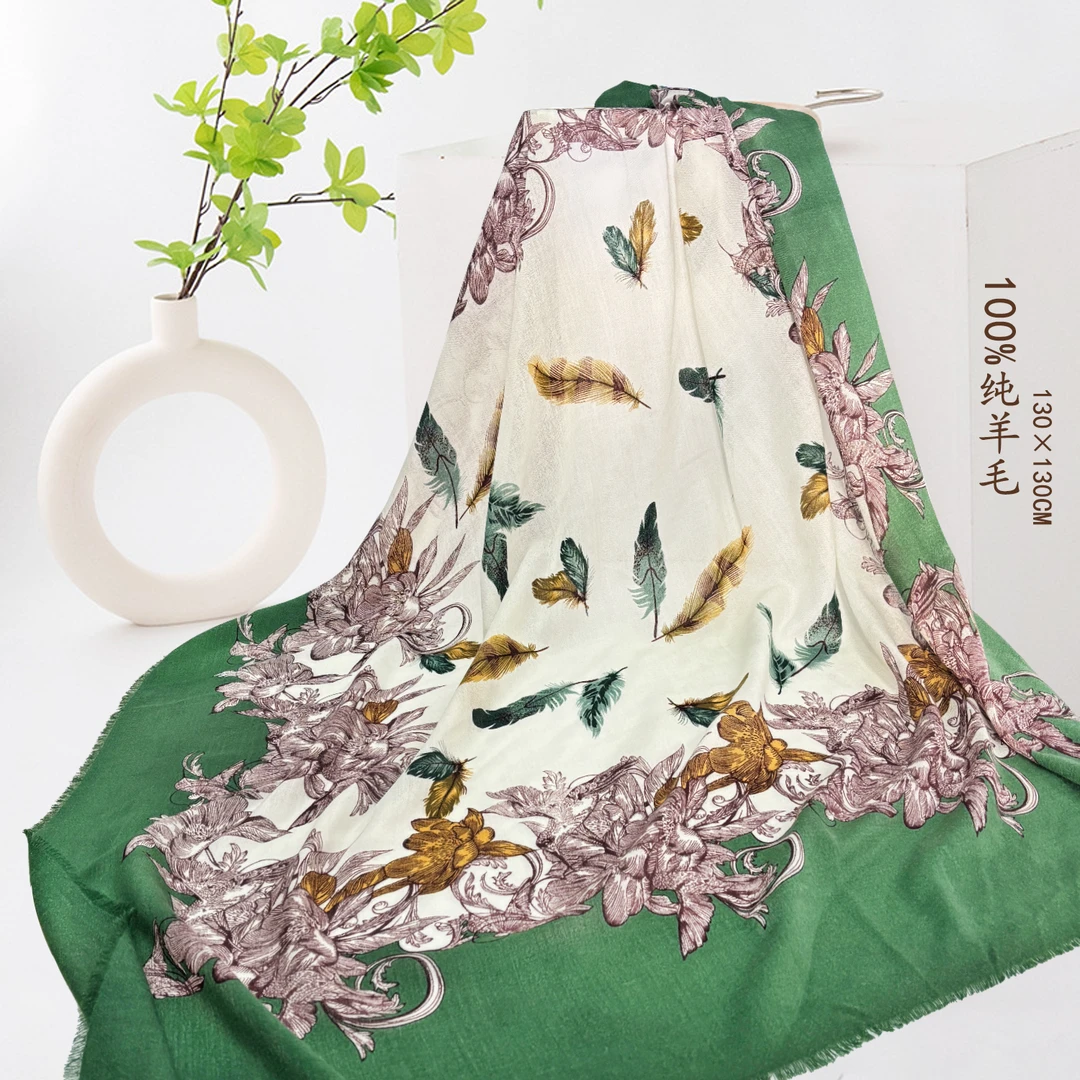 方巾【民族风格】纯羊毛百搭时尚拍照旅行女士夏季防晒薄款