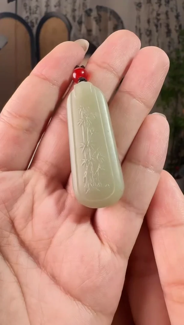 颈饰未镶嵌和田玉竹节牌