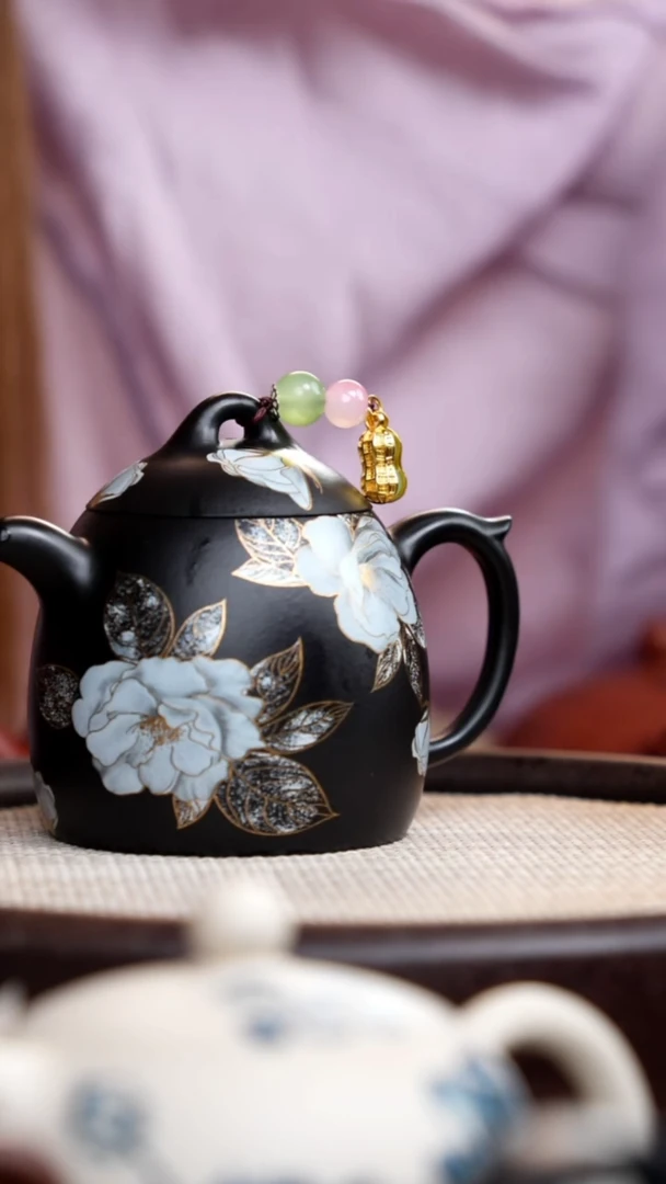 茶壶紫砂捂灰朱泥银牡丹秦权
