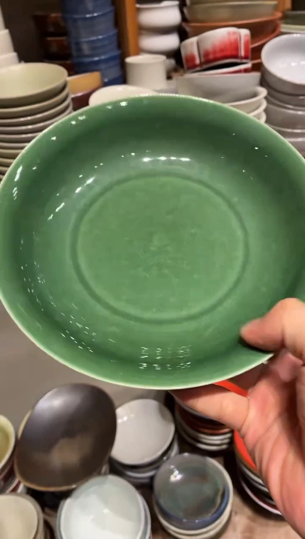 瓷片极****子112 翠绿反口盘1个