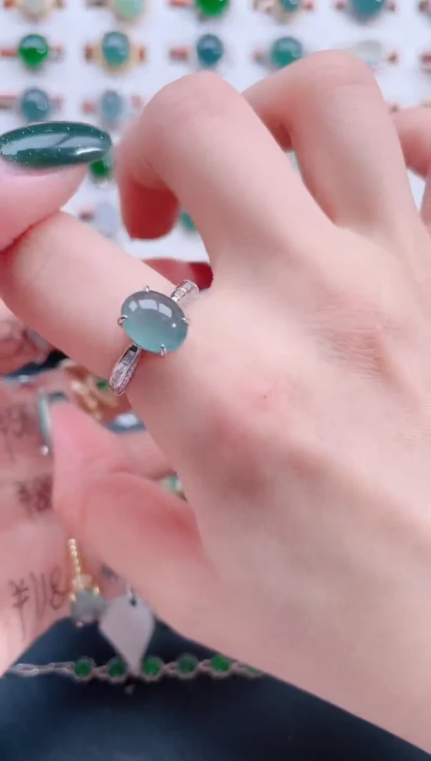 银S925镶嵌戒指翡翠天然翡翠