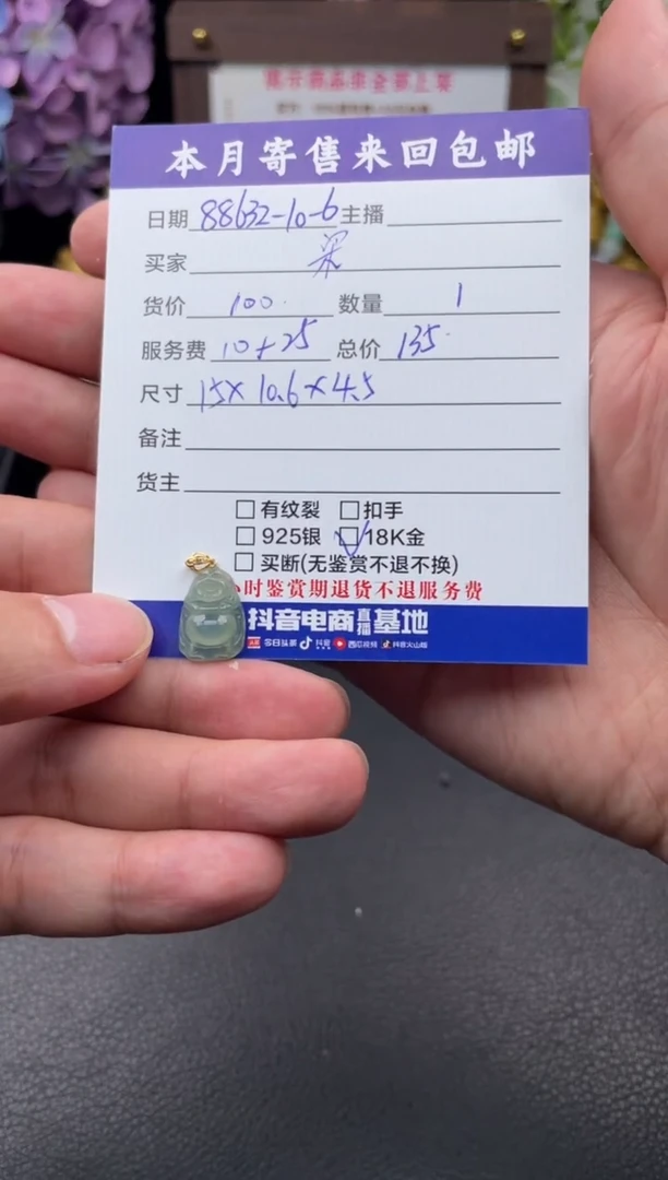 颈饰18K金镶嵌翡翠梁*都挂件