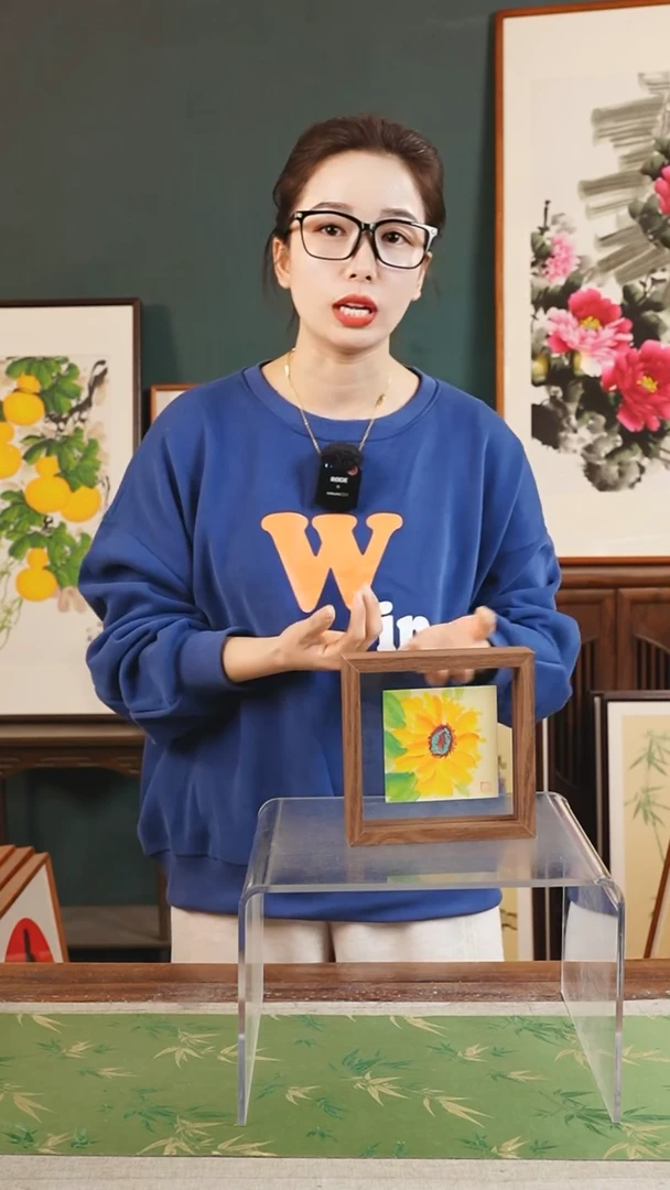 【闪购商品】书法孙颖7寸16*16玻璃双面框 向日葵