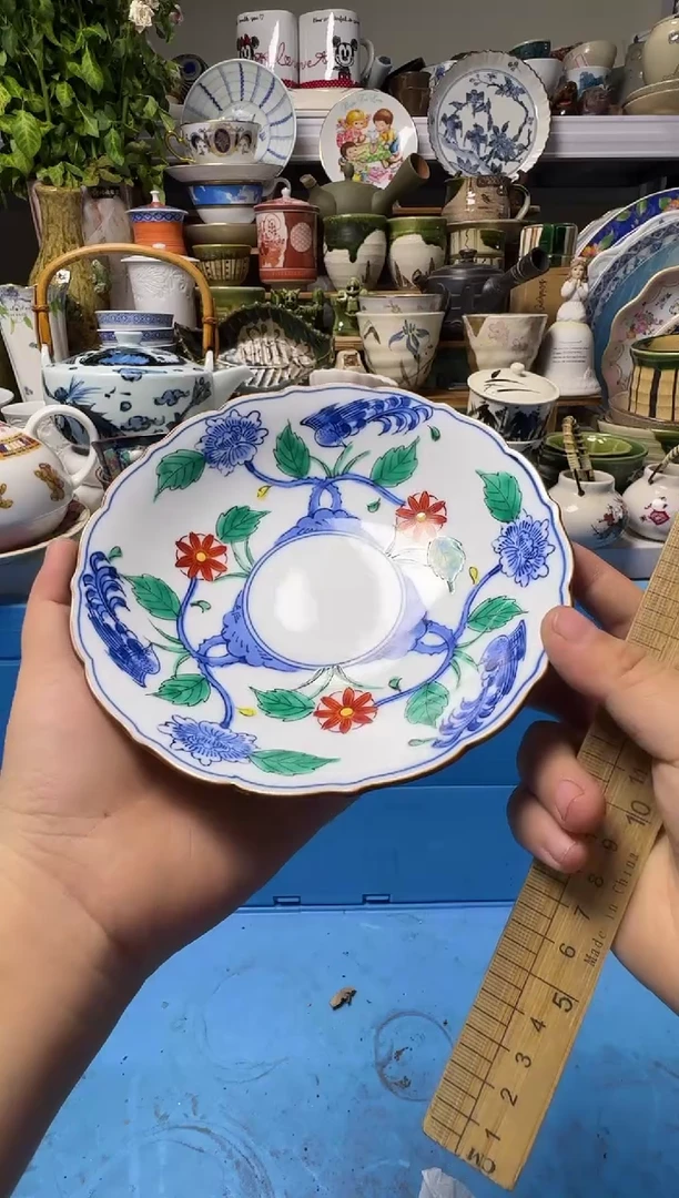中古瓷器，默认微瑕-口径15，带底款的碗。041