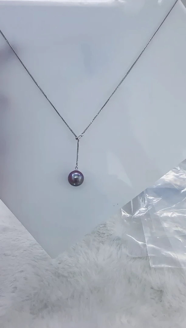 银S925镶嵌淡水珍珠DA紫珠Y链12-13 y336