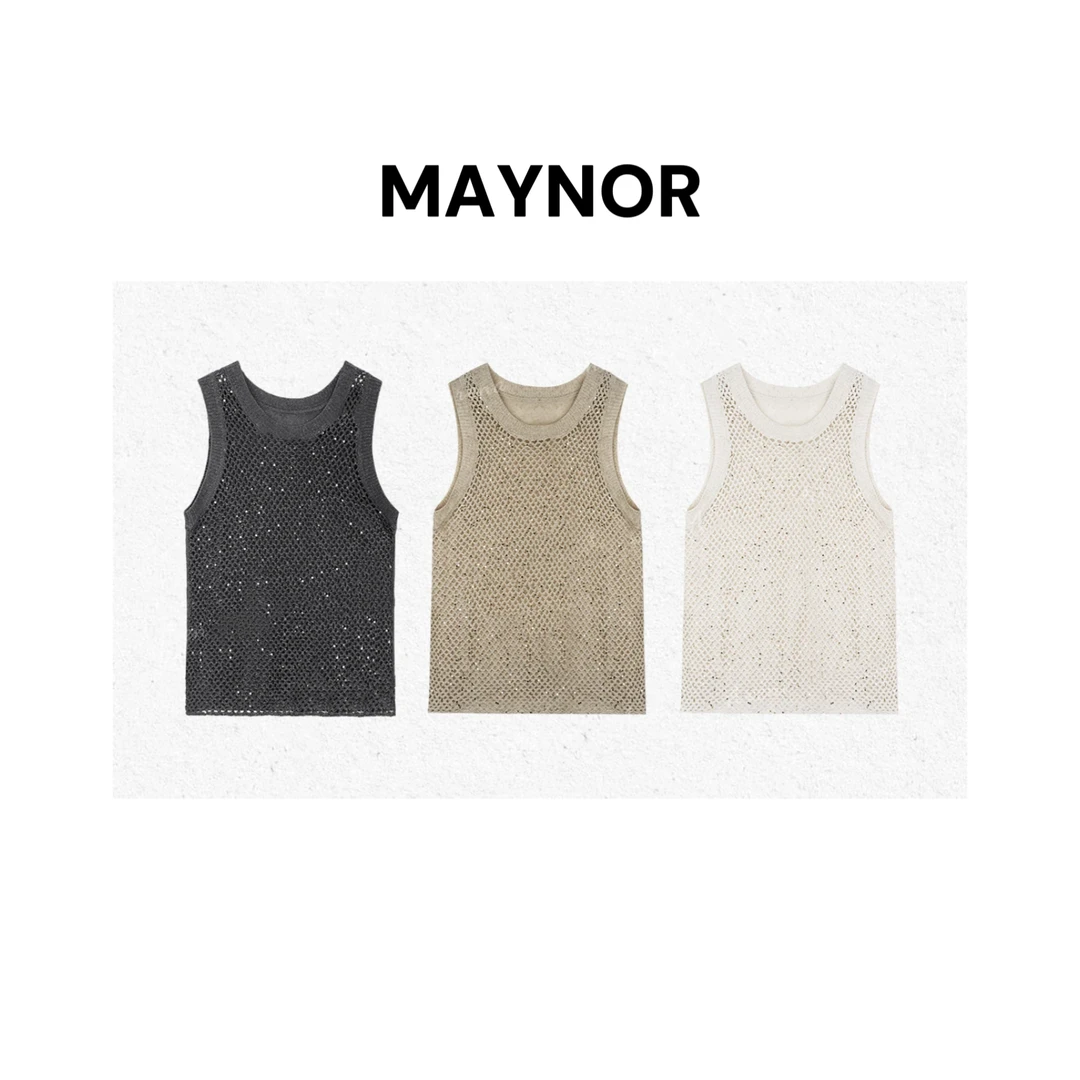 MAYNOR"满天星"BC手工钩花钉珠镂空背心