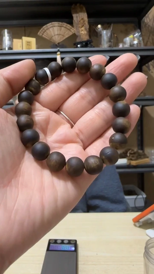 【闪购商品】沉香手串14号海南老白棋圆珠手串10克+ 卡10