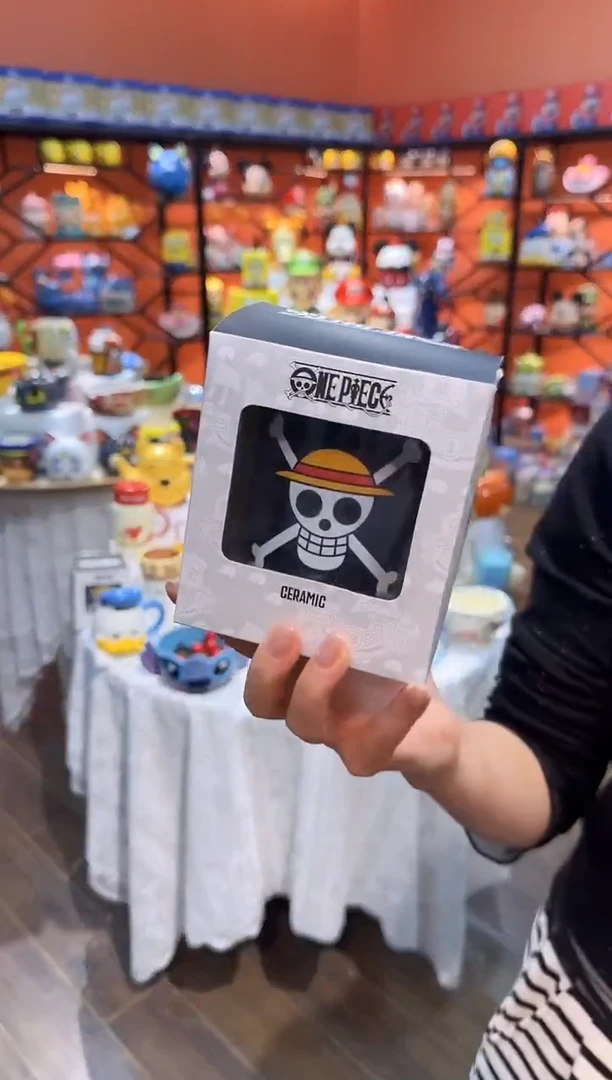 瓷片@@海贼王黑色陶瓷手握杯