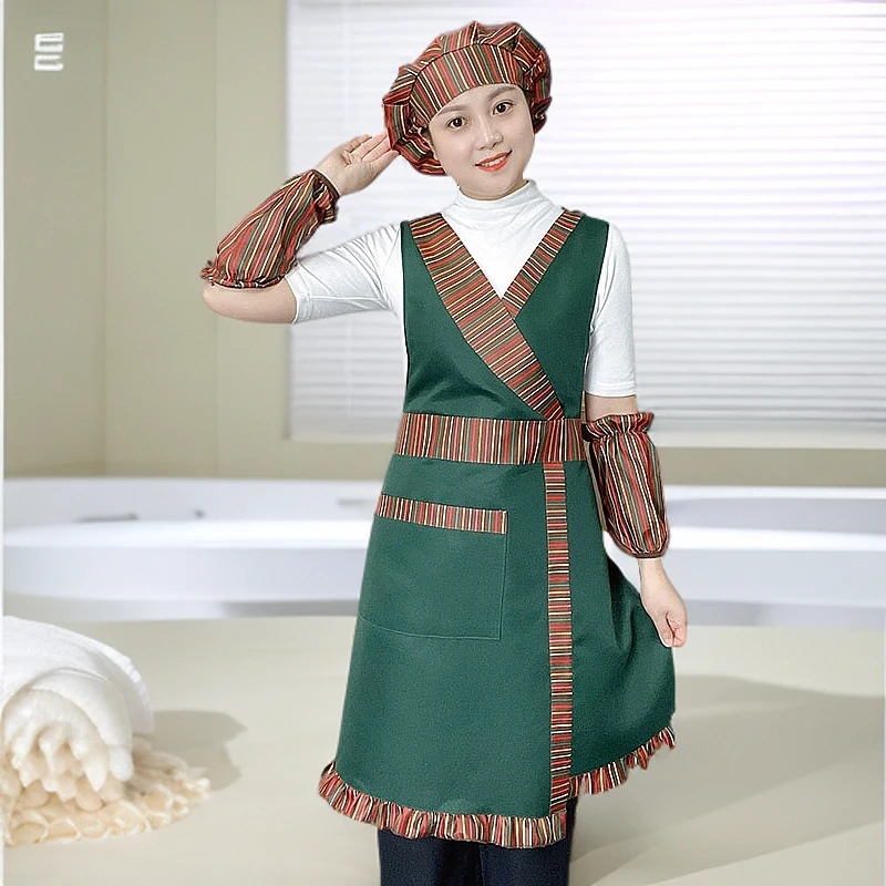 【30208彩虹条】时尚围裙防水防油家用厨房做饭韩版酒店服务员印字