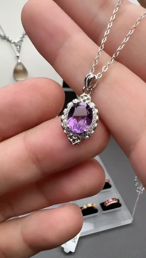 颈饰银S925镶嵌紫晶49
