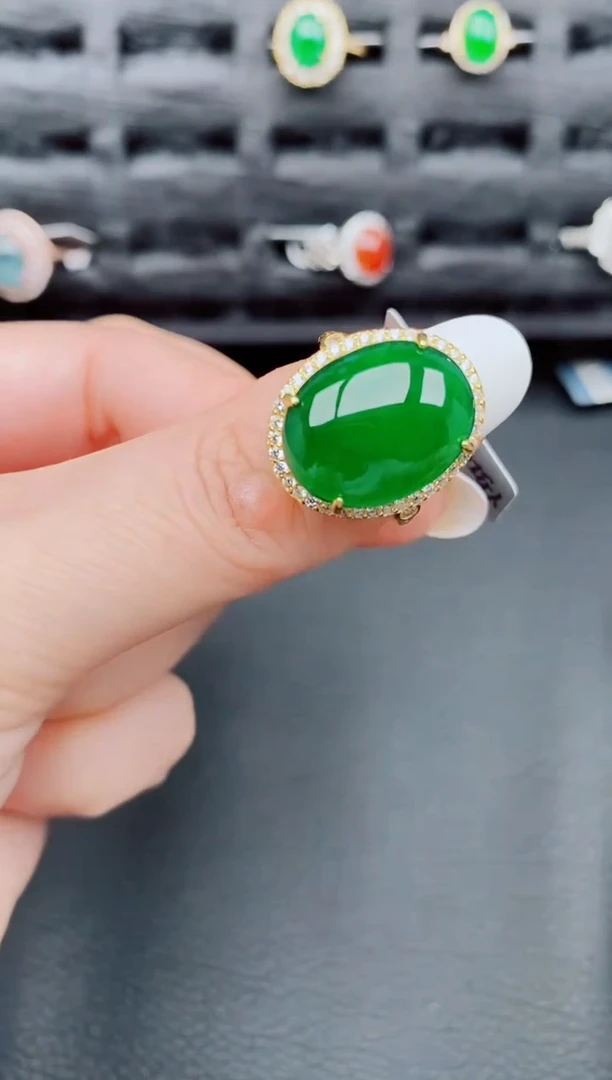 【闪购商品】翡翠戒指银S925镶嵌天然a货翡翠181