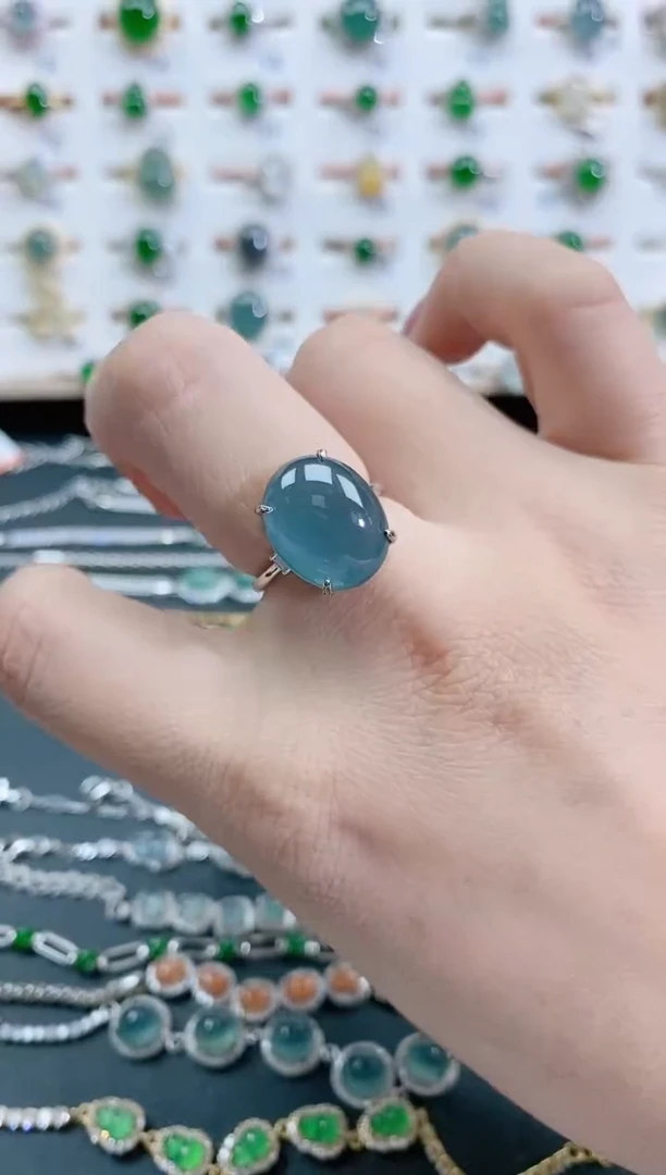 银S925镶嵌戒指翡翠天然翡翠