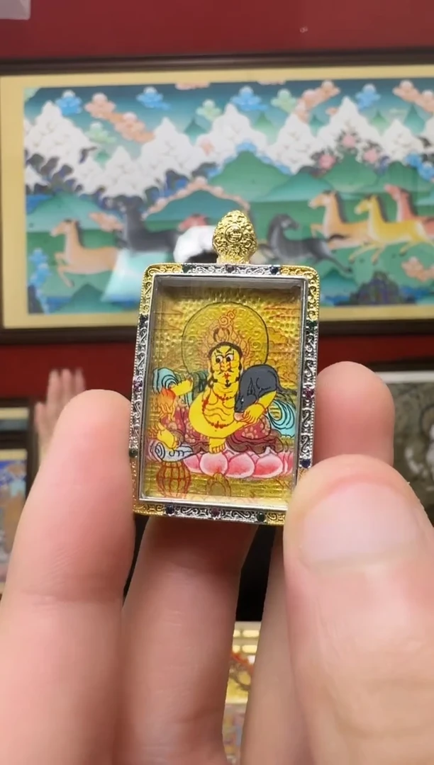 吊坠黄财神-热贡纯手绘周毛