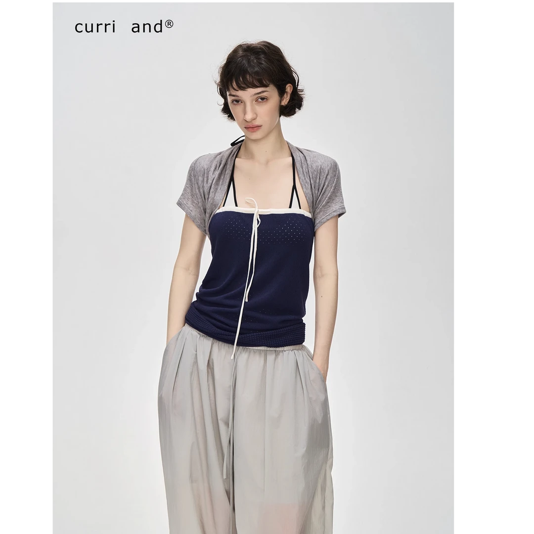 curri and莱赛尔天丝羊毛短袖小罩衫