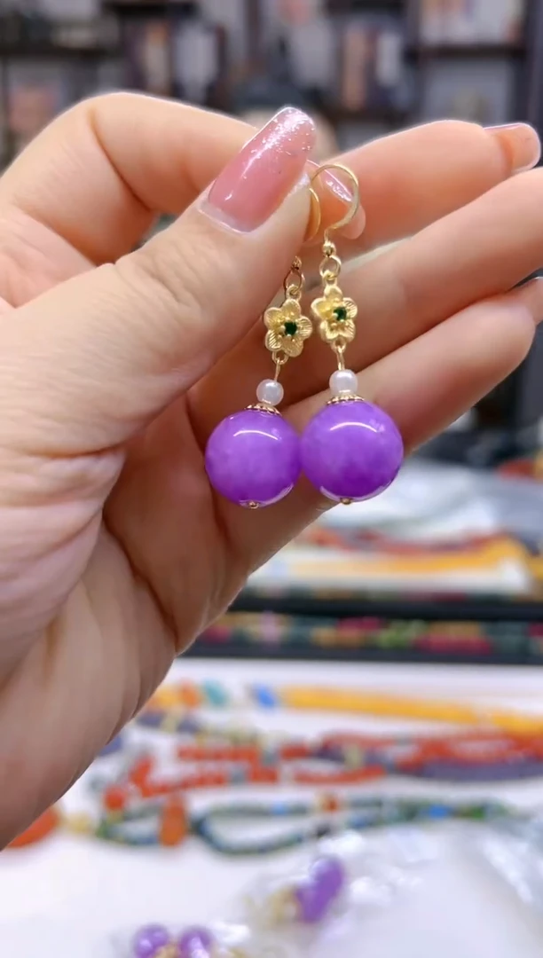 【闪购商品】翡翠耳饰14K金镶嵌耳坠E654