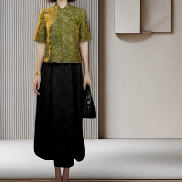 新中式国风复古提花上衣女2025夏季新款轻奢淡雅外套LYGSY1112