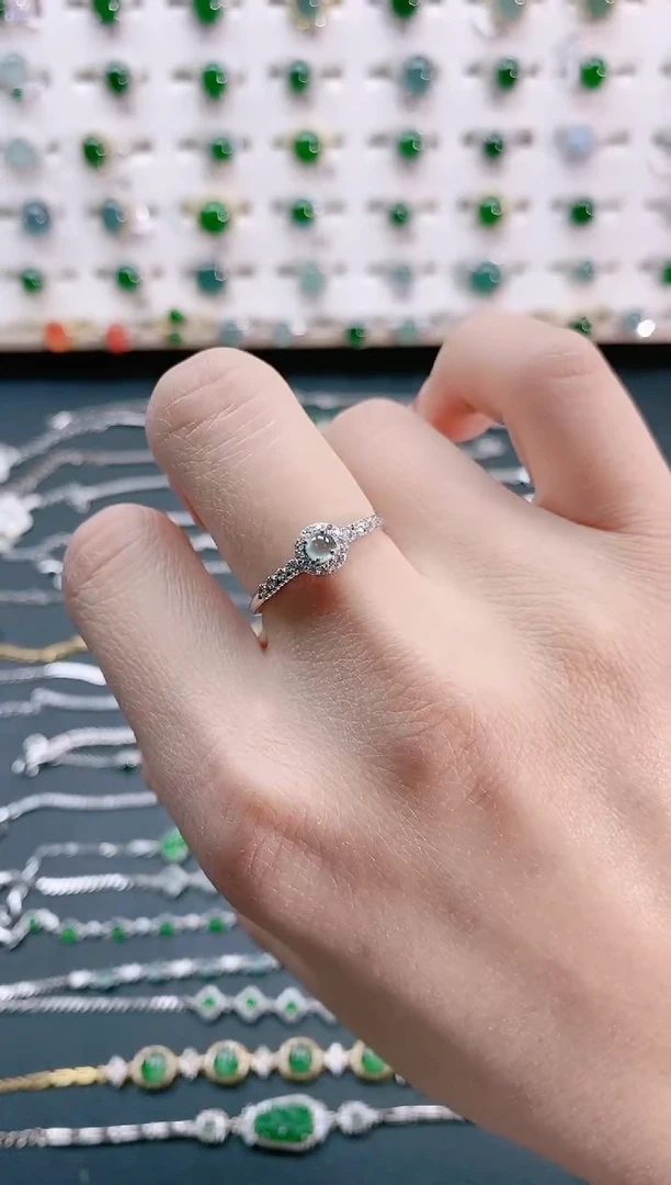 【闪购商品】翡翠戒指银S925镶嵌天然翡翠