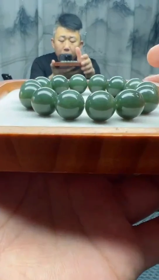 未镶嵌手串和田玉且末正蓝卡16纯天然拍一发一