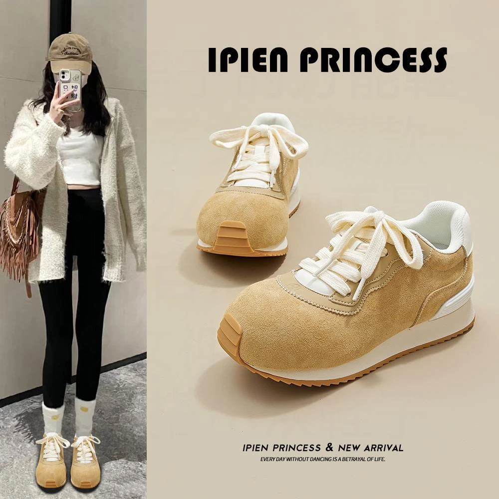 网红女款爆款2025春季新款面包鞋百搭运动时尚休闲鞋厚底阿甘鞋子