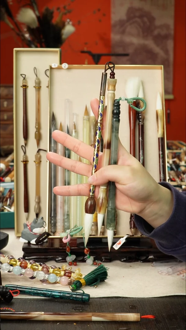 6号孤品高货毛笔链接 清水试笔 蘸墨不退