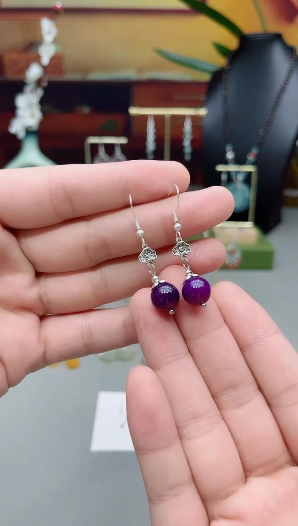 银S925镶嵌耳饰玛瑙/玉髓235