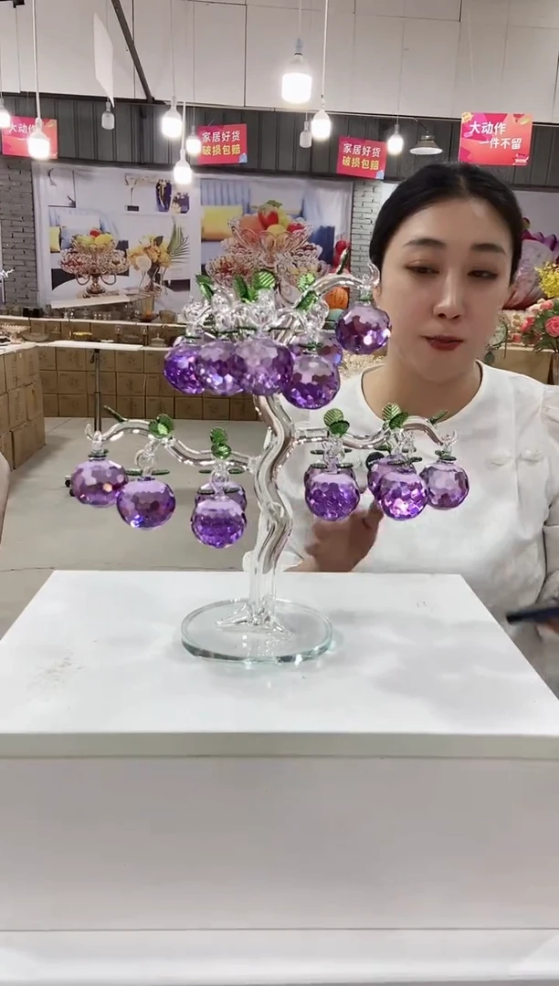水晶玻璃紫色苹果树18挂
