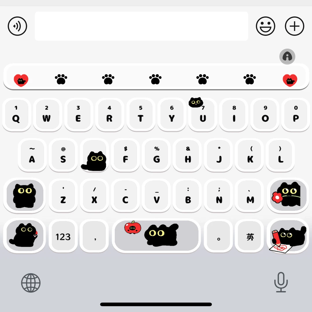 【小黑猫】ios苹果安卓百度输入法皮肤键盘白肚皮双色