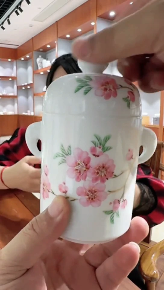 炖盅甄选-水点桃花双象耳炖盅