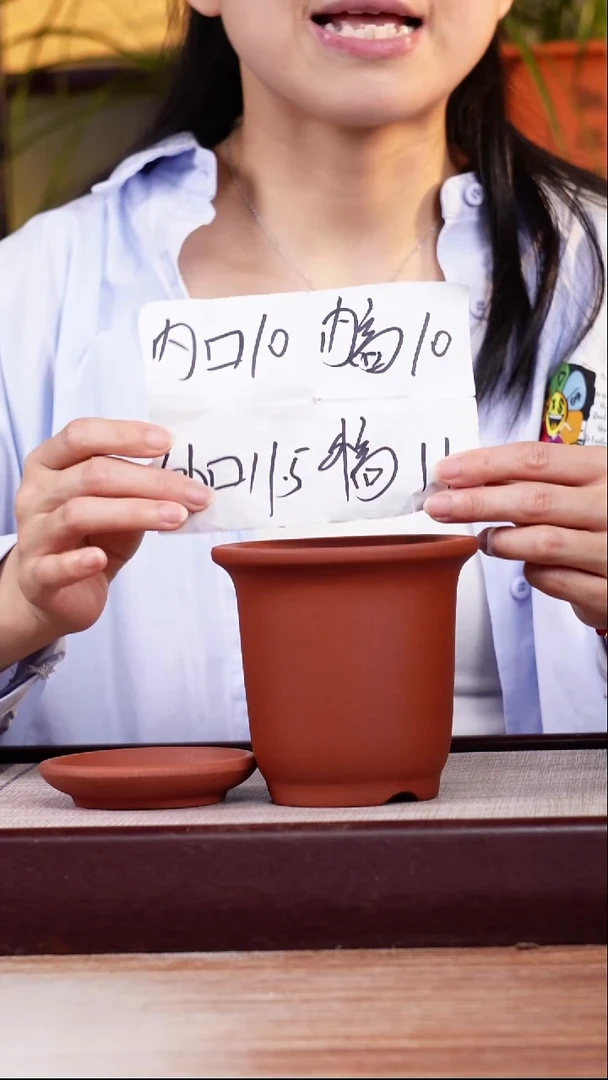 紫砂花盆新款清水泥素面迷你小金钟一只带托