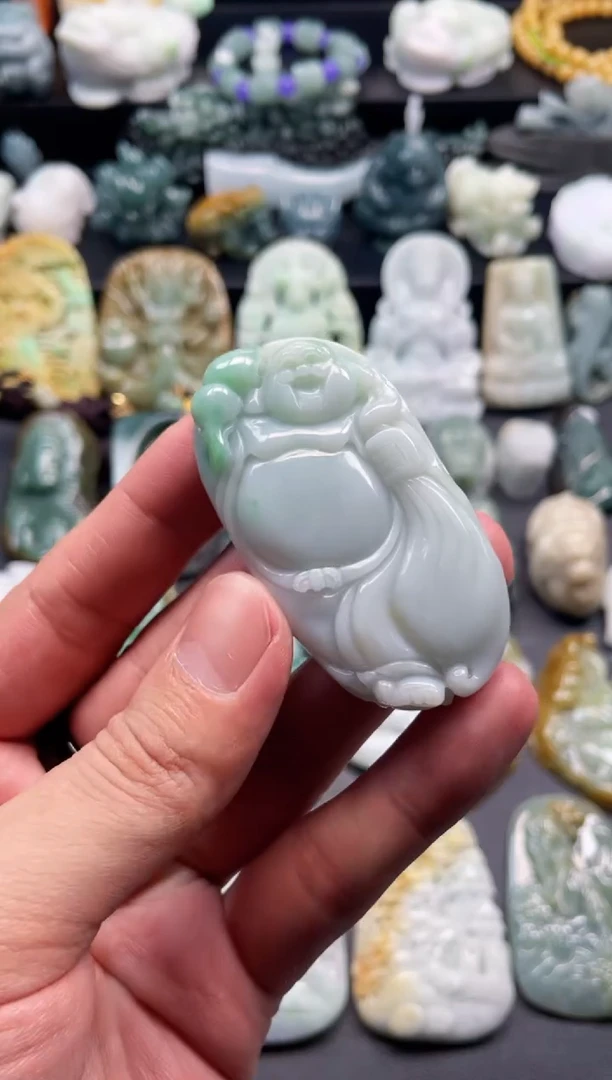 颈饰未镶嵌翡翠9  天然翡翠a货  弥勒佛