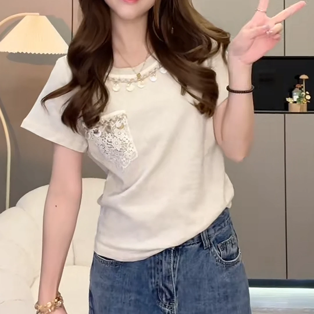 波西米亚度假风气质短袖T恤女2025夏季新款上衣14541