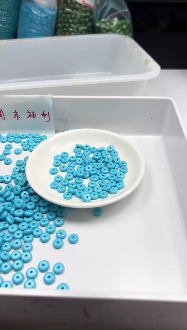 未镶嵌颈饰玛瑙/玉髓W2042高瓷蓝*松算盘8*3mm*20颗