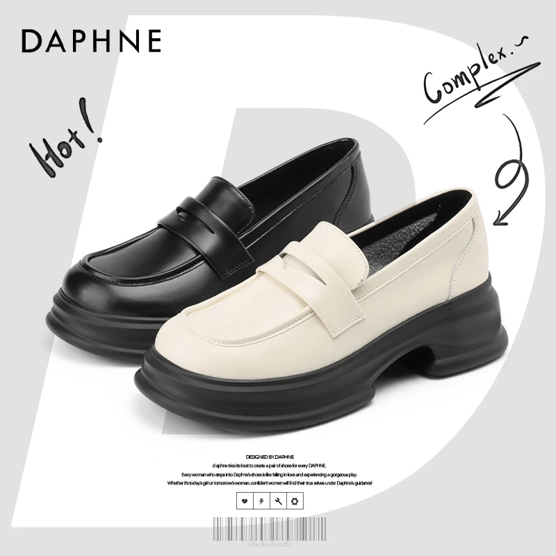 达芙妮网红爆款厚底乐福鞋女款2025春季新款英伦风小皮鞋圆头jk鞋