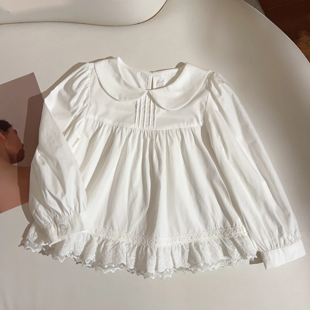 现货【】女童7600纯棉衬衫秋款2025新款女宝百搭休闲衬衣上衣