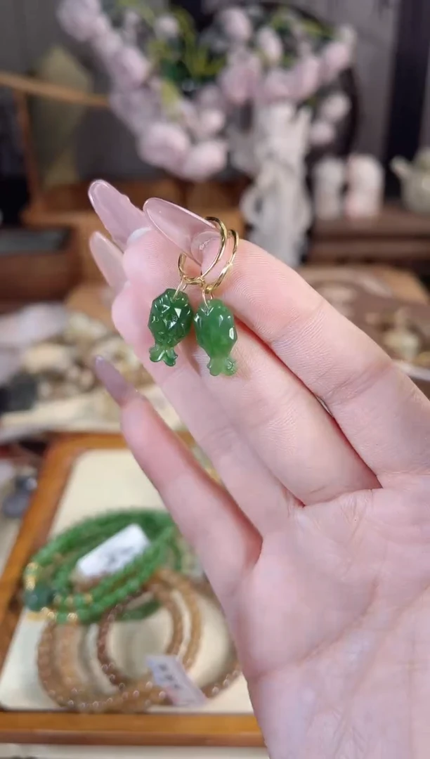 银S925镶嵌和田玉耳坠多样性发其一孤品默认微瑕