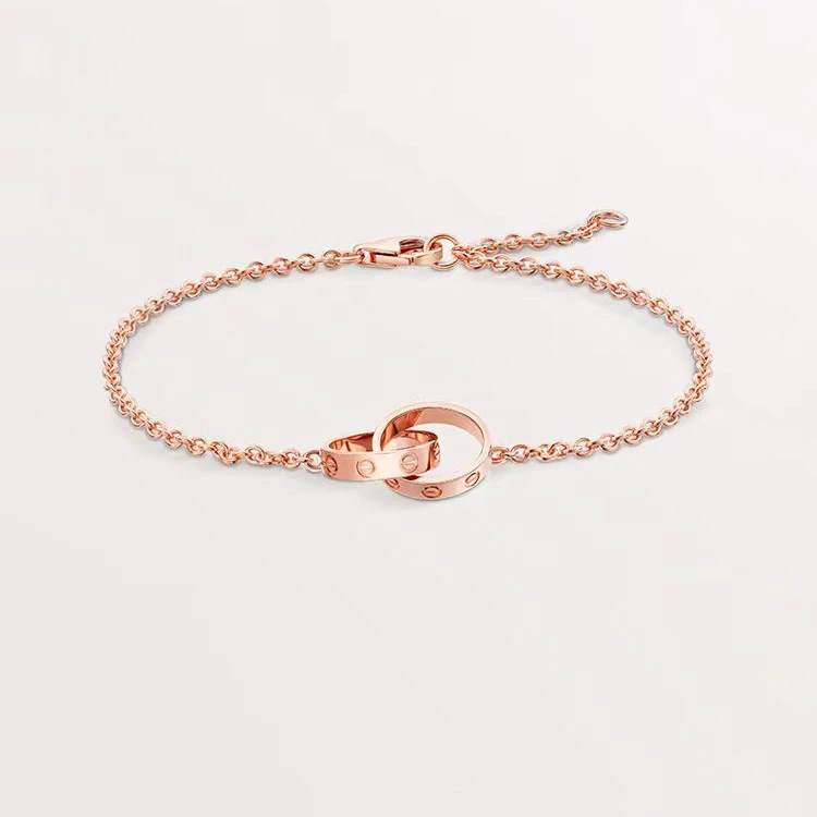 99新 Cartier/卡地亚 项链 love系列玫瑰金双环手链/首饰