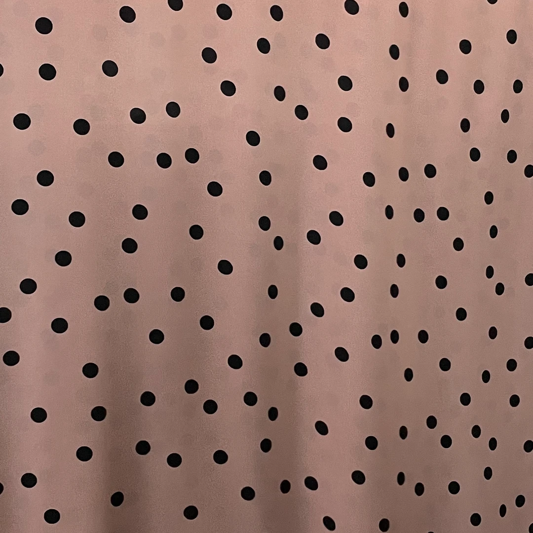 【粉色波点弹力双绉面料布料】微弹不透肉时尚时装面料雪纺