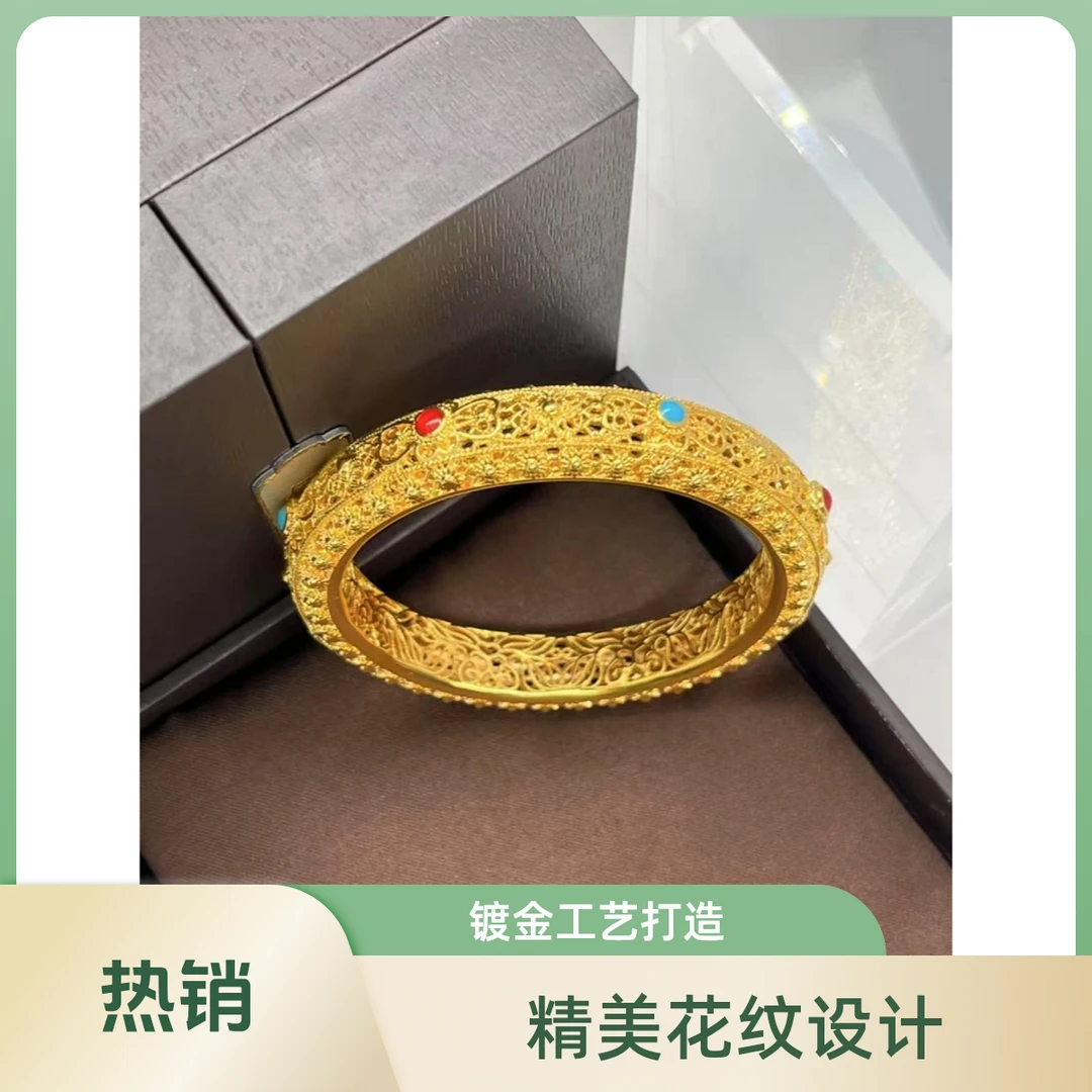 足银手镯 大皇后古法银镂空手镯气质时尚百搭复古女士女款民族风