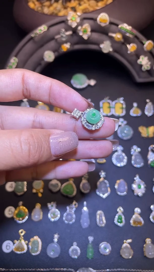 吊坠(不含链)银S925镶嵌翡翠1