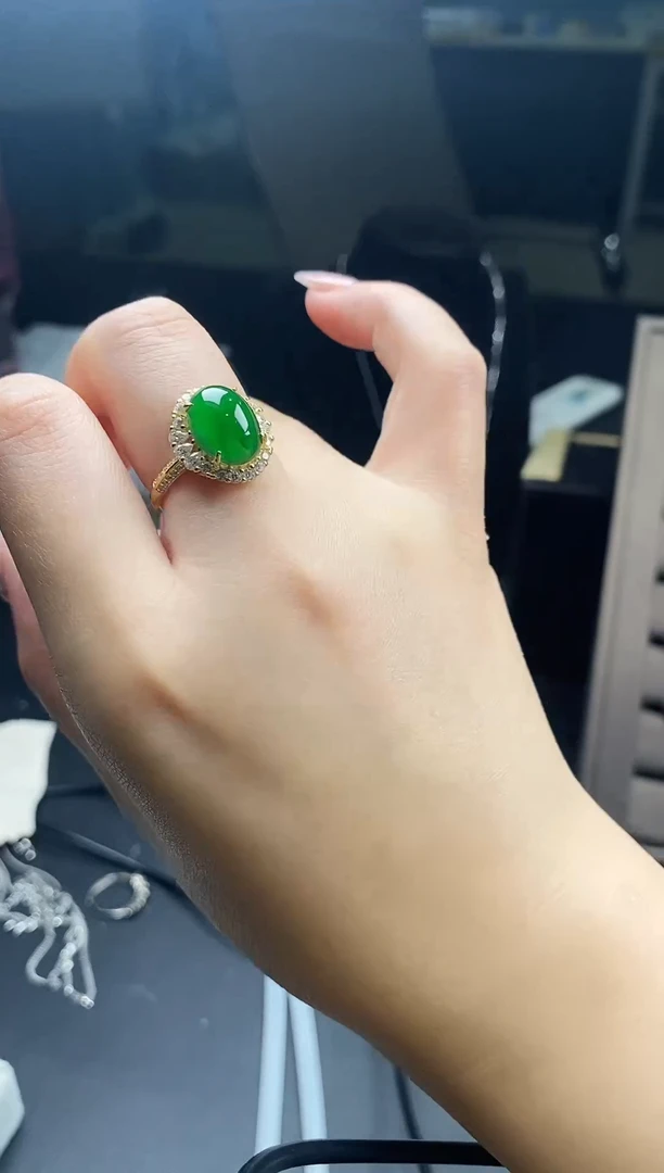 银S925镶嵌戒指翡翠111