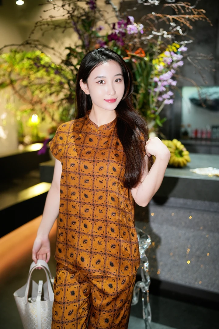 蓝大【箧笥】新中式桑蚕丝短袖7936