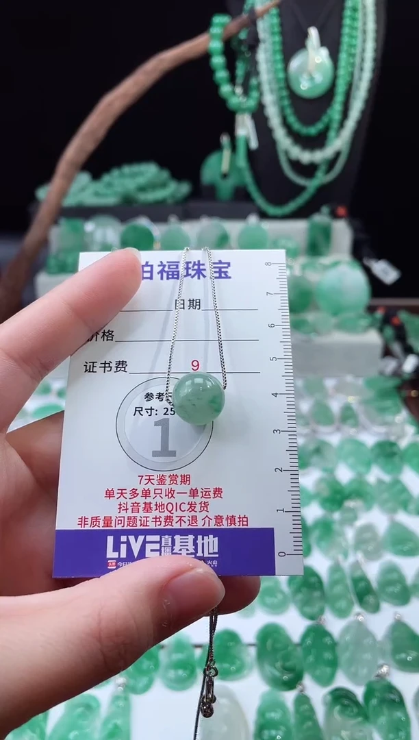 吊坠(赠链)合金石英质玉（非洲翠）转运珠 16.244
