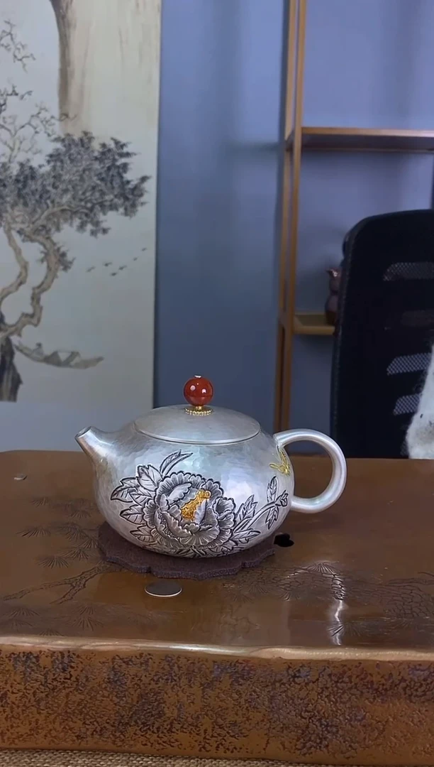 不二银工蝶恋花泡茶壶222g280ml