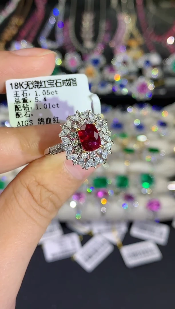 戒指无烧18K金镶嵌红宝石Z128|两用29800