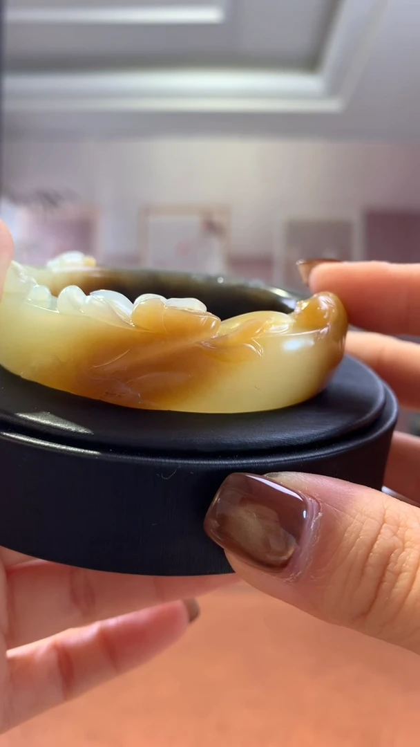 未镶嵌和田玉把件糖青花三色手镯53