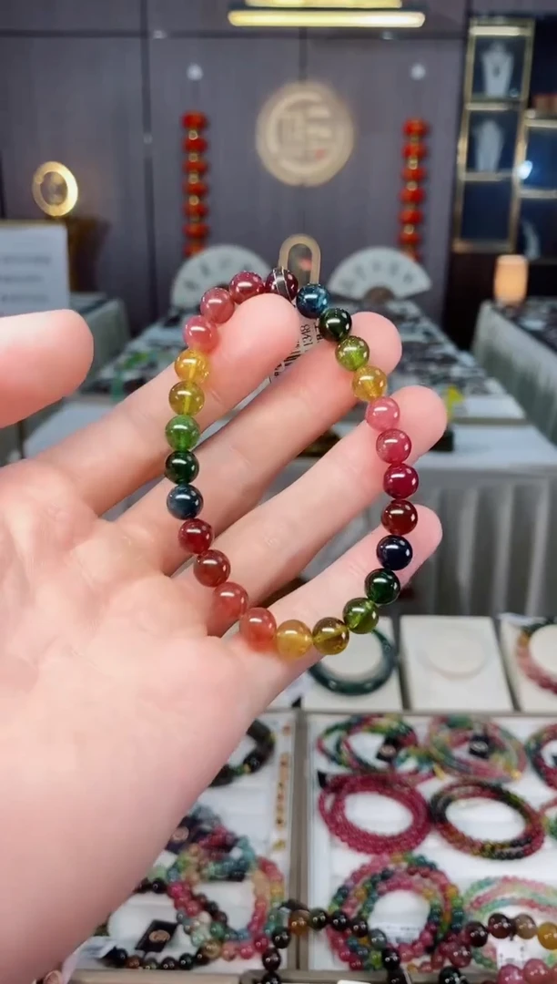 未镶嵌收藏级老矿碧玺单圈手串7mm+碧玺xion多样性发一条